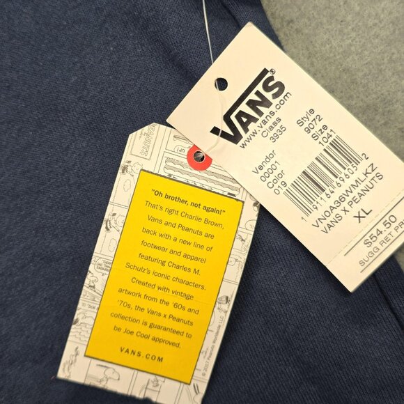 Vans x Peanuts Hoodie Womens XL Unisex Blue Snoopy Charlie Brown Christmas NEW - Picture 5 of 11